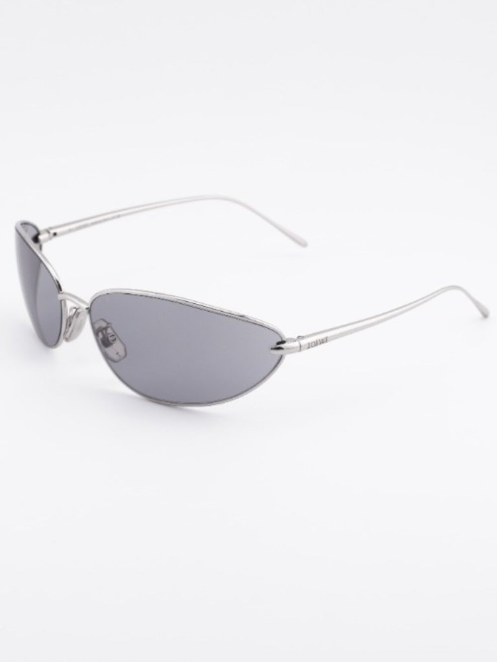 Loewe LW40164U 16A Sunglasses Shiny Silver Oval Frame, Grey Lenses